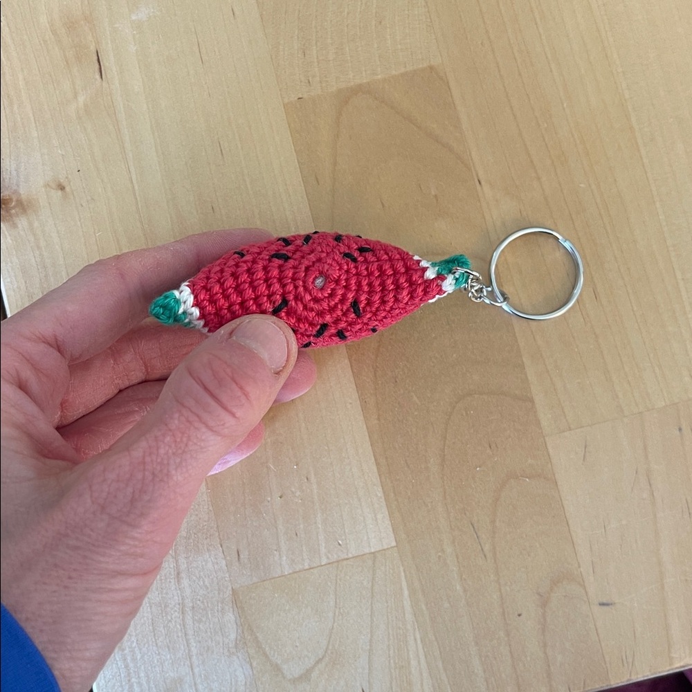 Handcrafted Fruit Slice Keychain Accessory - Summer Crochet Bag Charm Sunny - Picture 6 of 16
